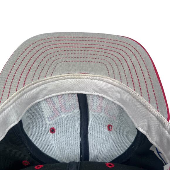 Vintage AJD Philadelphia 76ers Snapback Hat Baseball Cap Men's Red Black USA 90s - Picture 6 of 11